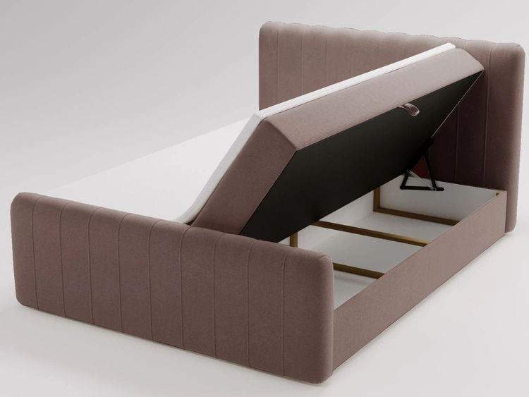 Łóżko kontynentalne z pojemnikiem na pościel 140x200 Osteno Brązowe