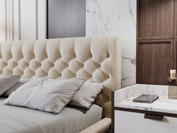 Łóżko tapicerowane z pojemnikiem i stelażem 200x200 Velutto Różowe