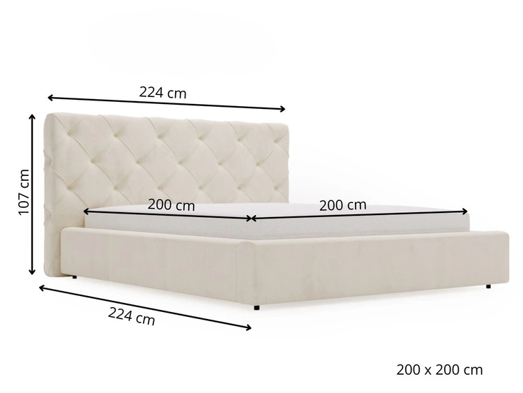 Łóżko tapicerowane z pojemnikiem i stelażem 200x200 Milano Beżowe