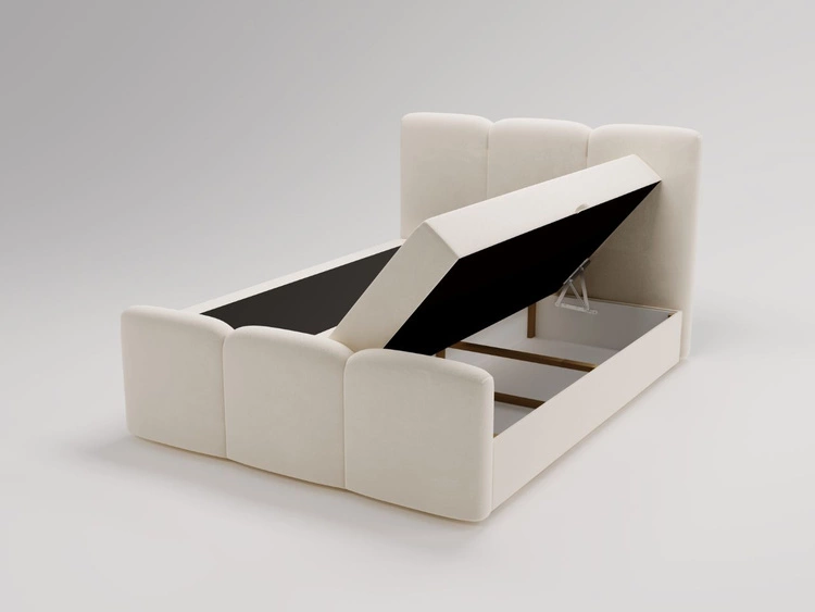 Łóżko kontynentalne z pojemnikiem na pościel 180x200 Campi Beżowe