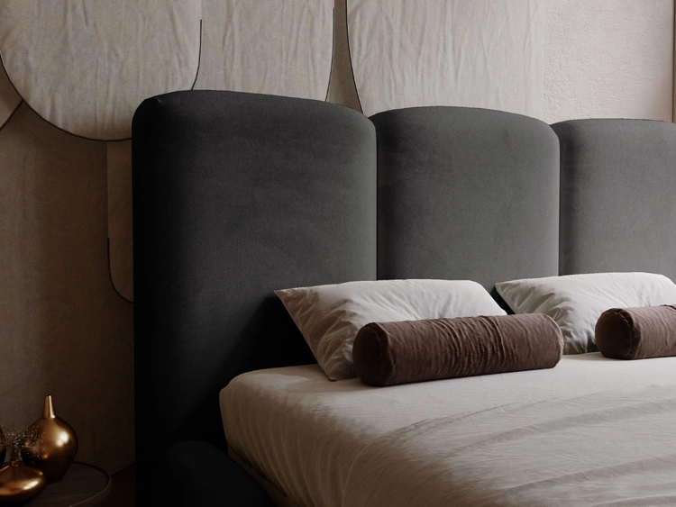 Łóżko tapicerowane z pojemnikiem i stelażem 140x200 cm Bubble Czarne