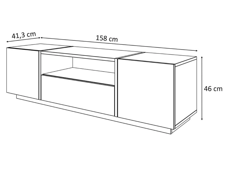 Szafka RTV w stylu glamour dwudrzwiowa z szufladą Lunelie czarny połysk