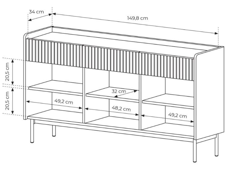 Komoda z drzwiami i szufladami Abios Beżowy, Dąb Scandi
