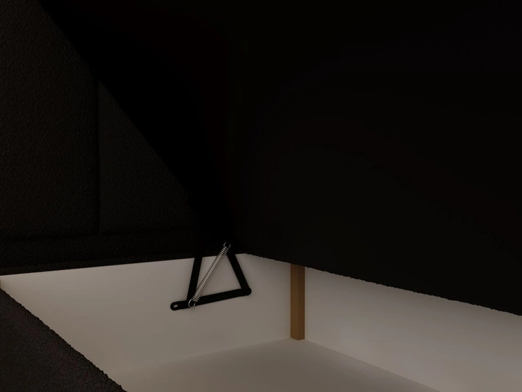 Łóżko kontynentalne z pojemnikiem na pościel 180x200 w tkaninie bouclé Cloud Czarne