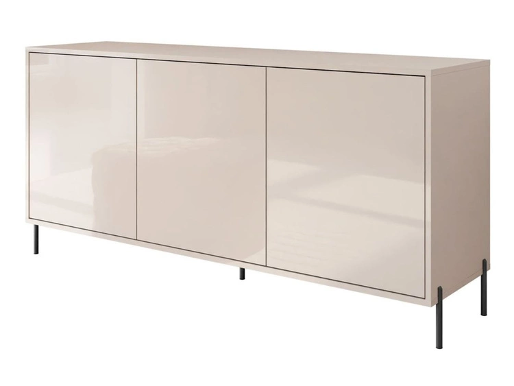 Trzydrzwiowa komoda 154 cm na czarnych nogach Vivance kaszmir połysk