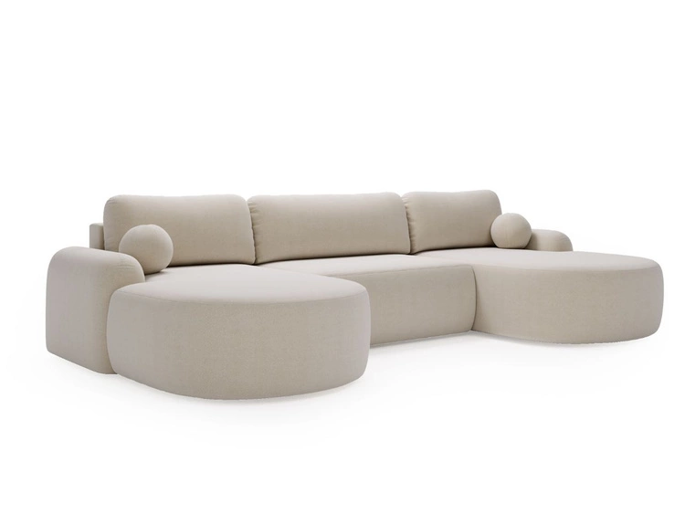 Narożnik U z funkcją spania i pojemnikiem Aurio Kremowy