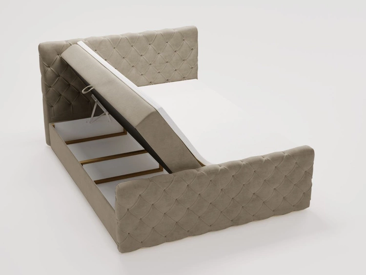 Łóżko kontynentalne z pojemnikiem na pościel 160x200 Lunaris Jasny brąz