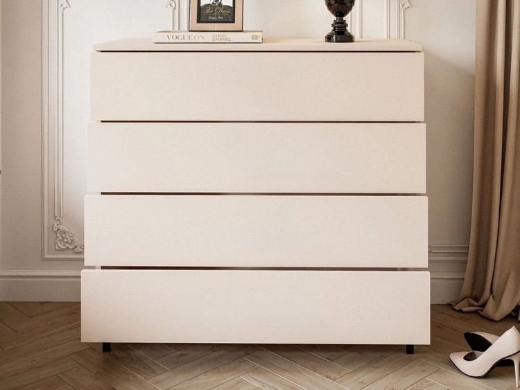 Komoda z szufladami i oświetleniem LED na czarnych nogach Nuveo Kaszmir