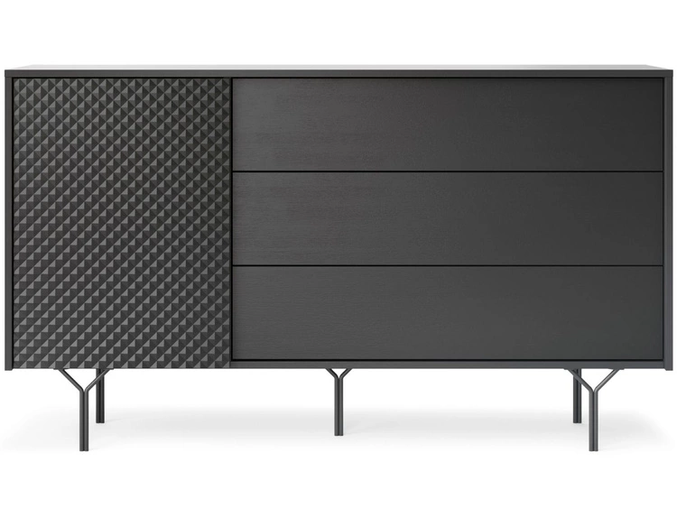 Komoda z jednym skrzydłem drzwiowym i szufladami Ravi Czarna