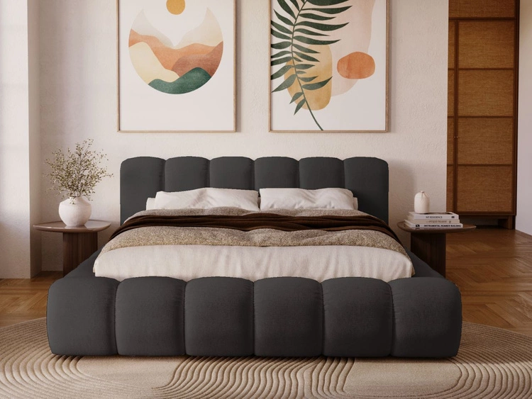 Łóżko tapicerowane z pojemnikiem na pościel 140x200 Doria Czarne