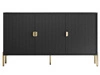 Komoda trzydrzwiowa szeroka, ze złotymi uchwytami i nogami Orlean czarny mat