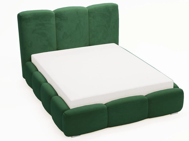 Łóżko tapicerowane z pojemnikiem i stelażem 200x200 cm Bubble Zielone