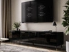 Szafka pod telewizor z drzwiczkami na czarno-złotych nóżkach 200 cm Noaé Czarny Połysk