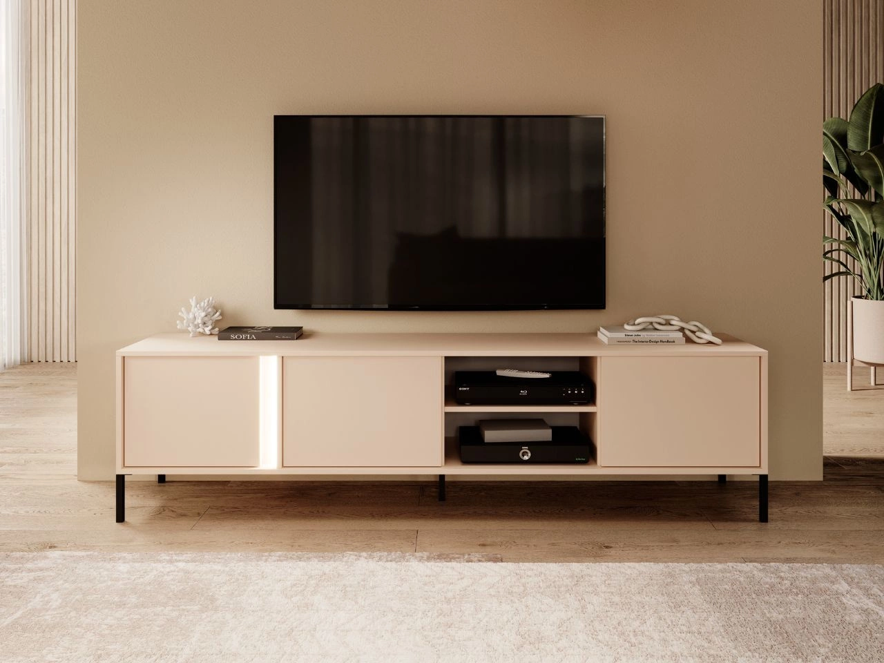 Szafka pod telewizor z drzwiczkami 203 cm Dego Beżowa
