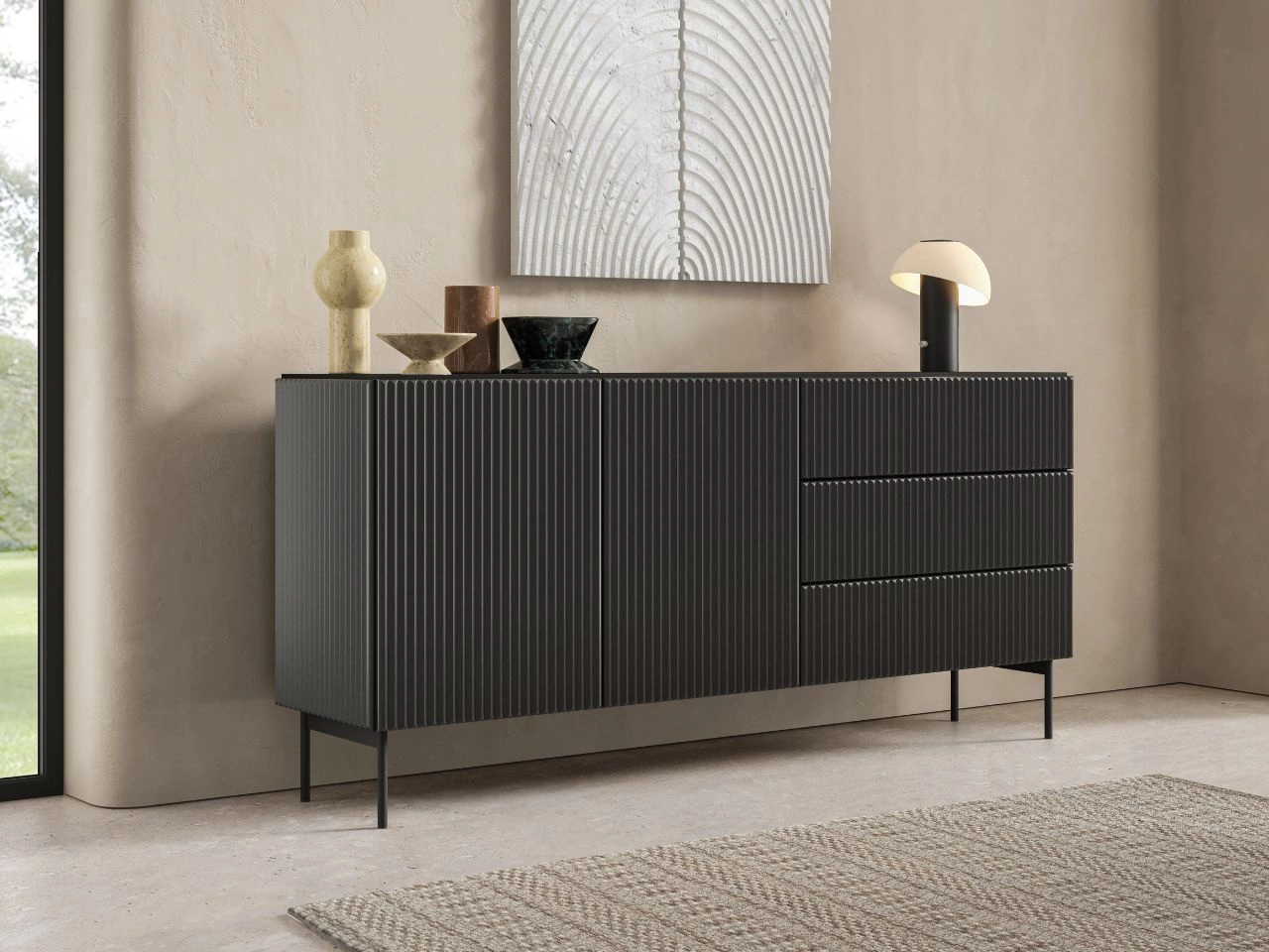 Komoda z drzwiami i szufladami 177 Qualita Czarna