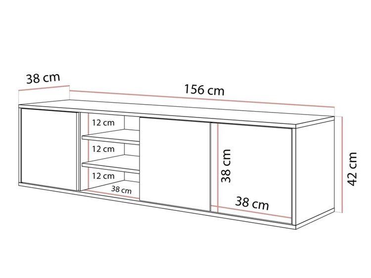 Szafka RTV wisząca pod telewizor z drzwiczkami Vivance kaszmir połysk