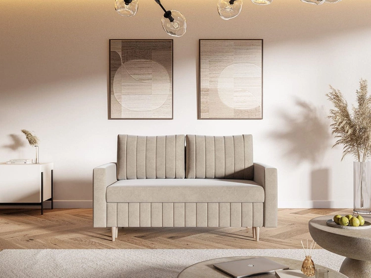 Kanapa z funkcją spania i pojemnikiem na pościel Castelo beżowa