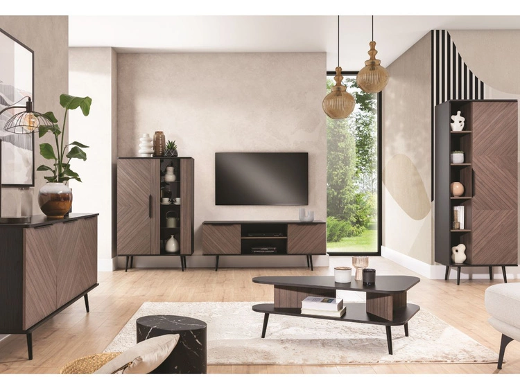 Witryna stojąca do salonu Nemi Brązowa