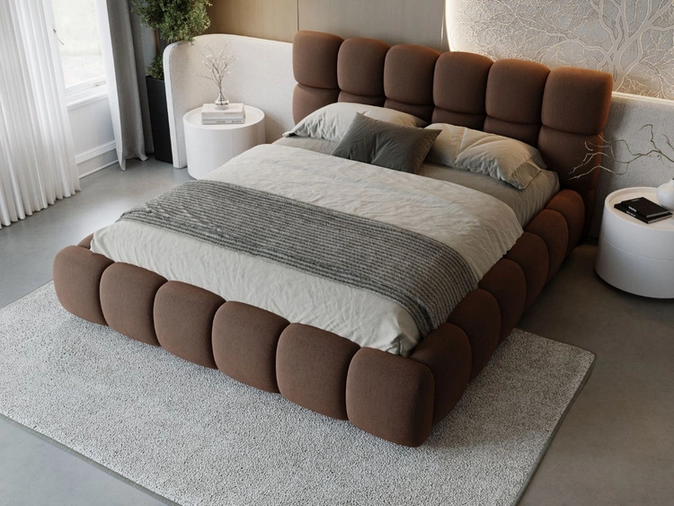 Łóżko tapicerowane z pojemnikiem i stelażem 160x200 Modo Brązowe