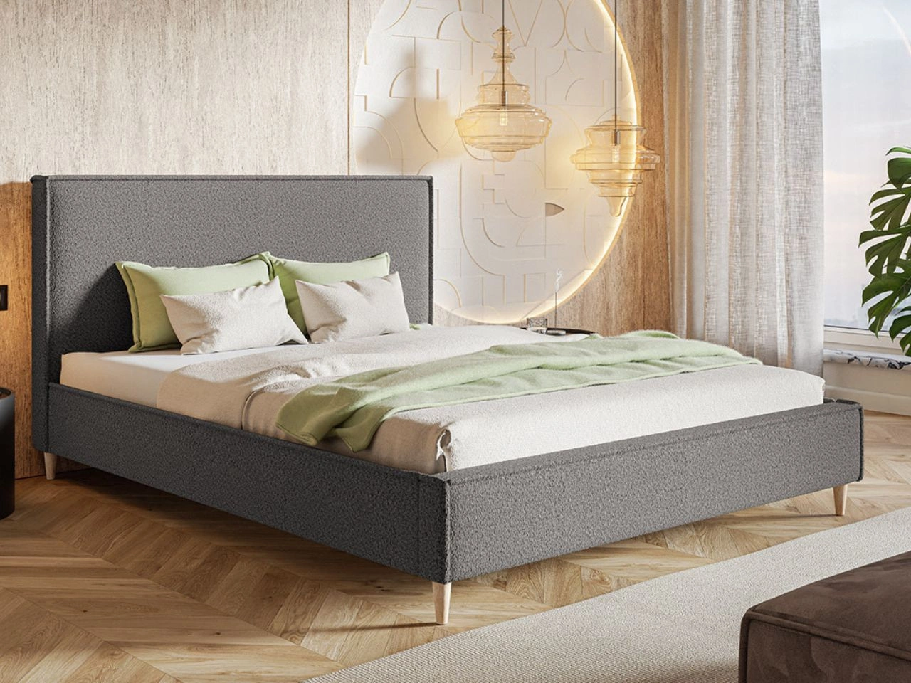 Łóżko tapicerowane ze stelażem 120x200 Grenada Szary