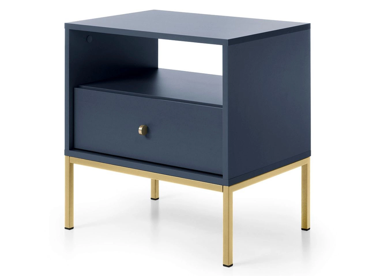 Stolik nocny z szufladą na złotych nóżkach Amor Granatowy