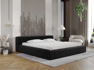 Łóżko tapicerowane z pojemnikiem i stelażem 160x200 Lipari Czarny