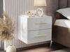 Podwieszany stolik nocny z dwoma szufladami Nuveo Lux Biały połysk
