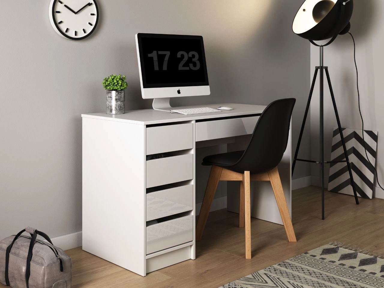 Biurko z szufladami Anes Białe