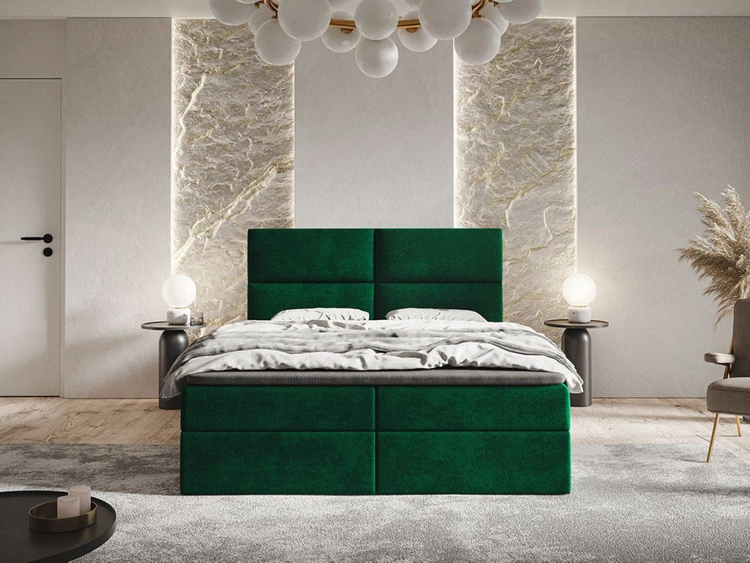 Łóżko kontynentalne z pojemnikiem na pościel 180x200 Hera Zielone