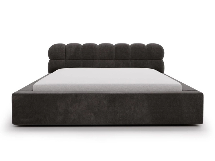 Łóżko tapicerowane z pojemnikiem i stelażem 140x200 Plaza Ciemnoszare