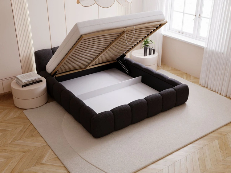 Łóżko tapicerowane z pojemnikiem i stelażem 120x200 Cloud Low czarne