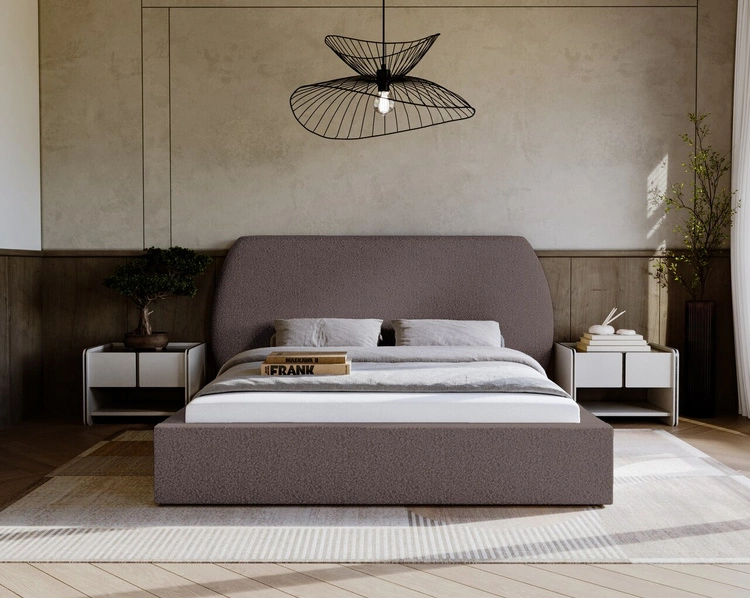 Łóżko tapicerowane z pojemnikiem i stelażem 160x200 cm Blossom Brązowe