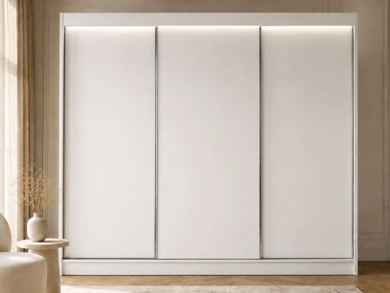 Szafa przesuwna 250 cm z oświetleniem LED Diano Biała