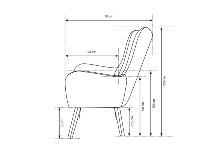 Fotel na nóżkach Ceres Grafitowy