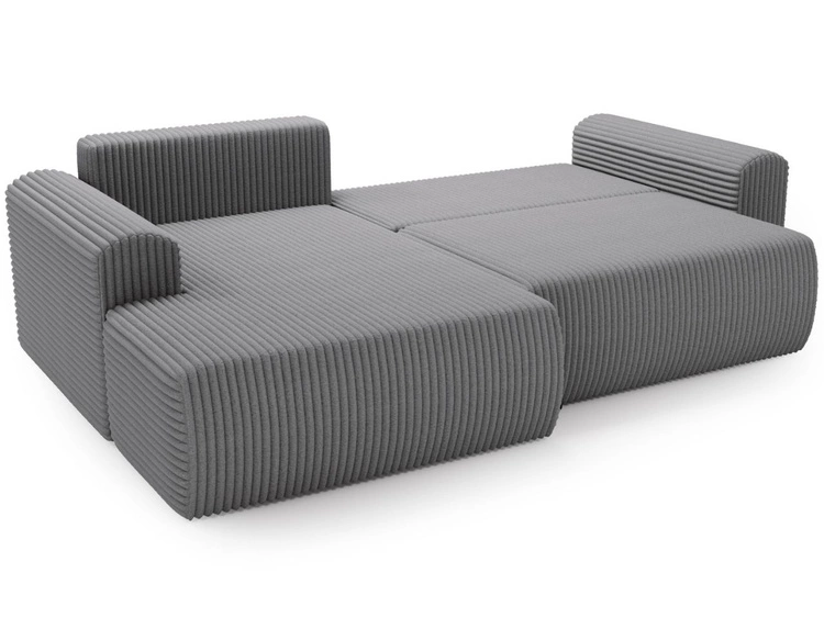 Narożnik z funkcją spania i pojemnikiem Belvio lewy Ciemnoszary