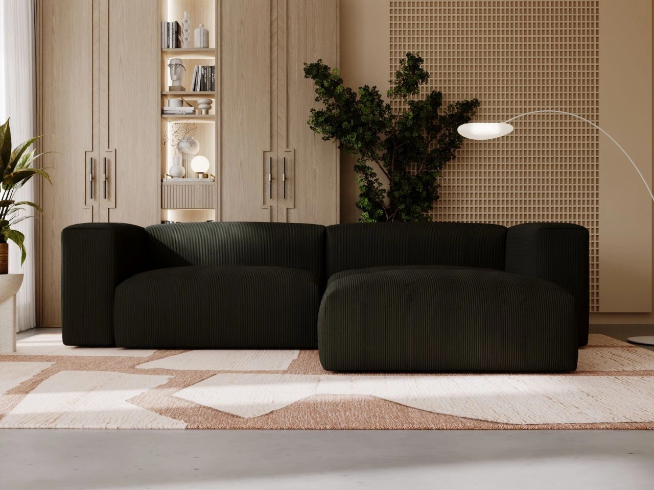 Narożnik wypoczynkowy L prawy Landi Czarny