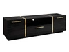 Szafka RTV w stylu glamour dwudrzwiowa z szufladą Lunelie czarny połysk