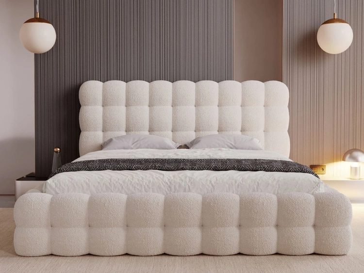 Łóżko tapicerowane z pojemnikiem i stelażem 180x200 Twist Beżowy