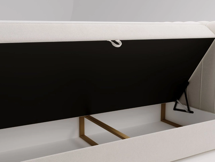 Łóżko kontynentalne z pojemnikiem na pościel 160x200 Osteno Kremowe