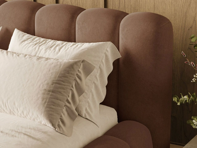 Łóżko tapicerowane z pojemnikiem i stelażem 140x200 Averia Brązowy