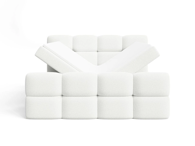 Łóżko kontynentalne z pojemnikiem na pościel 140x200 Rivon Kremowe