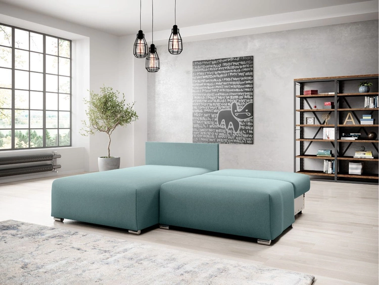 Narożnik L Lewy z funkcją spania i pojemnikiem Ronni Jasny szary