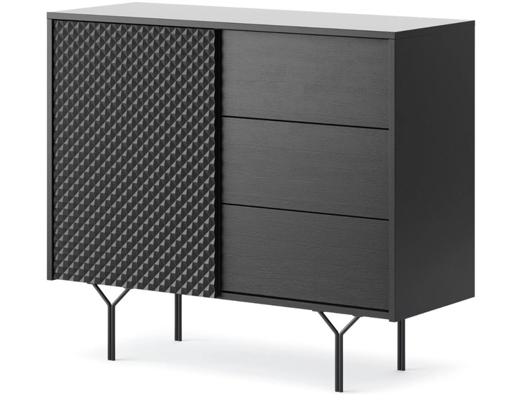 Komoda z drzwiami i szufladami 97 cm Ravi Czarna