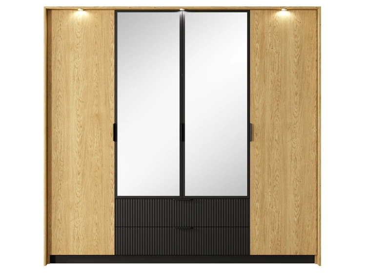 Szafa czterodrzwiowa z drzwiami uchylnymi Bolzano Dąb Bałtycki, Czarna