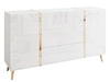Zestaw mebli do salonu na złotych metalowych nóżkach w stylu glamour Lunelie Biały połysk