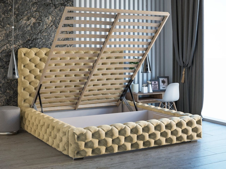 Łóżko tapicerowane z pojemnikiem i stelażem 120x200 Heaven Beżowy