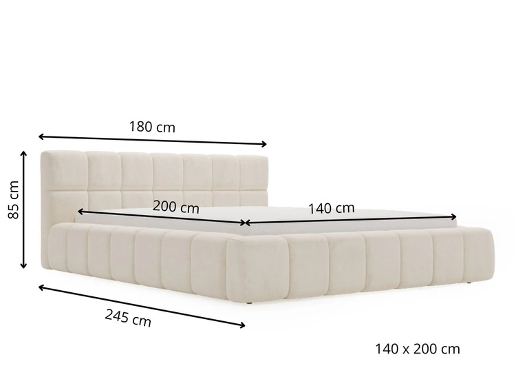 Łóżko tapicerowane z pojemnikiem i stelażem 140x200 Alicante Antracytowe