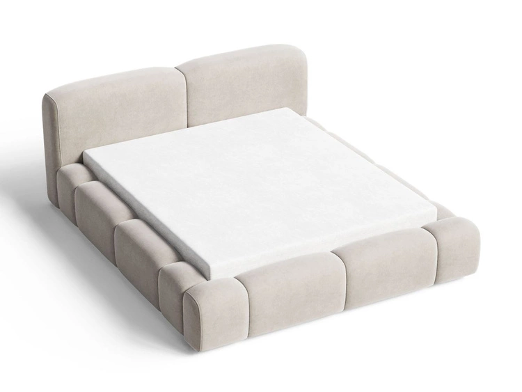 Łóżko tapicerowane z pojemnikiem i stelażem 160x200 Aubi Beżowe