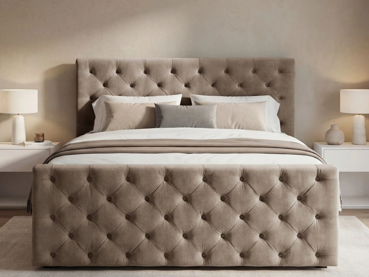 Łóżko kontynentalne z pojemnikiem na pościel 160x200 Montego Brązowe