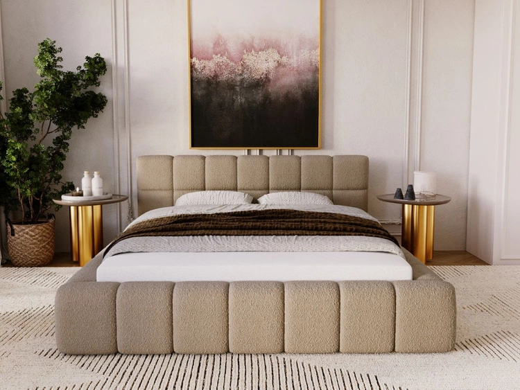 Łóżko tapicerowane z pojemnikiem i stelażem 120x200 Alicante Brązowe